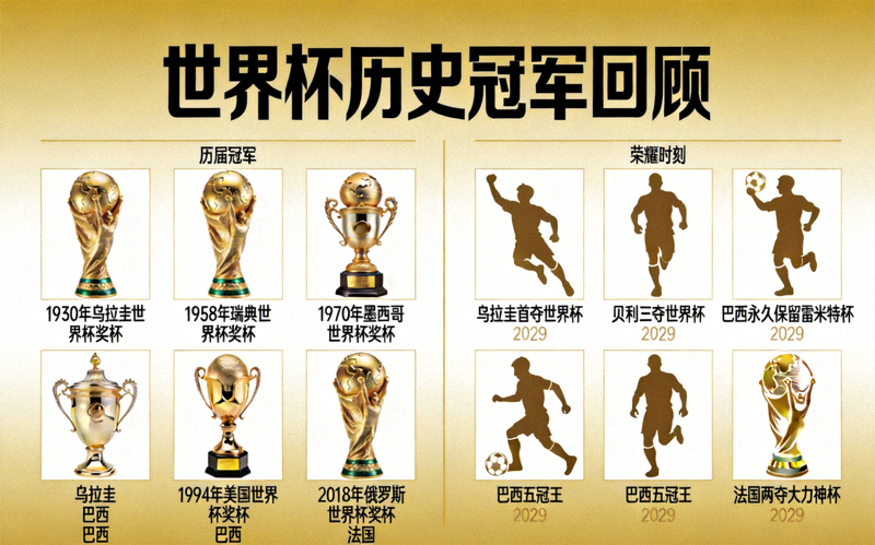 世界杯历史冠军回顾 - 历届冠军奖杯与荣耀时刻